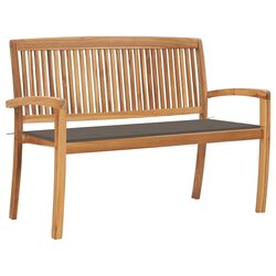 128.5cm Teak Hardwood Outdoor Bench with Cushion Included