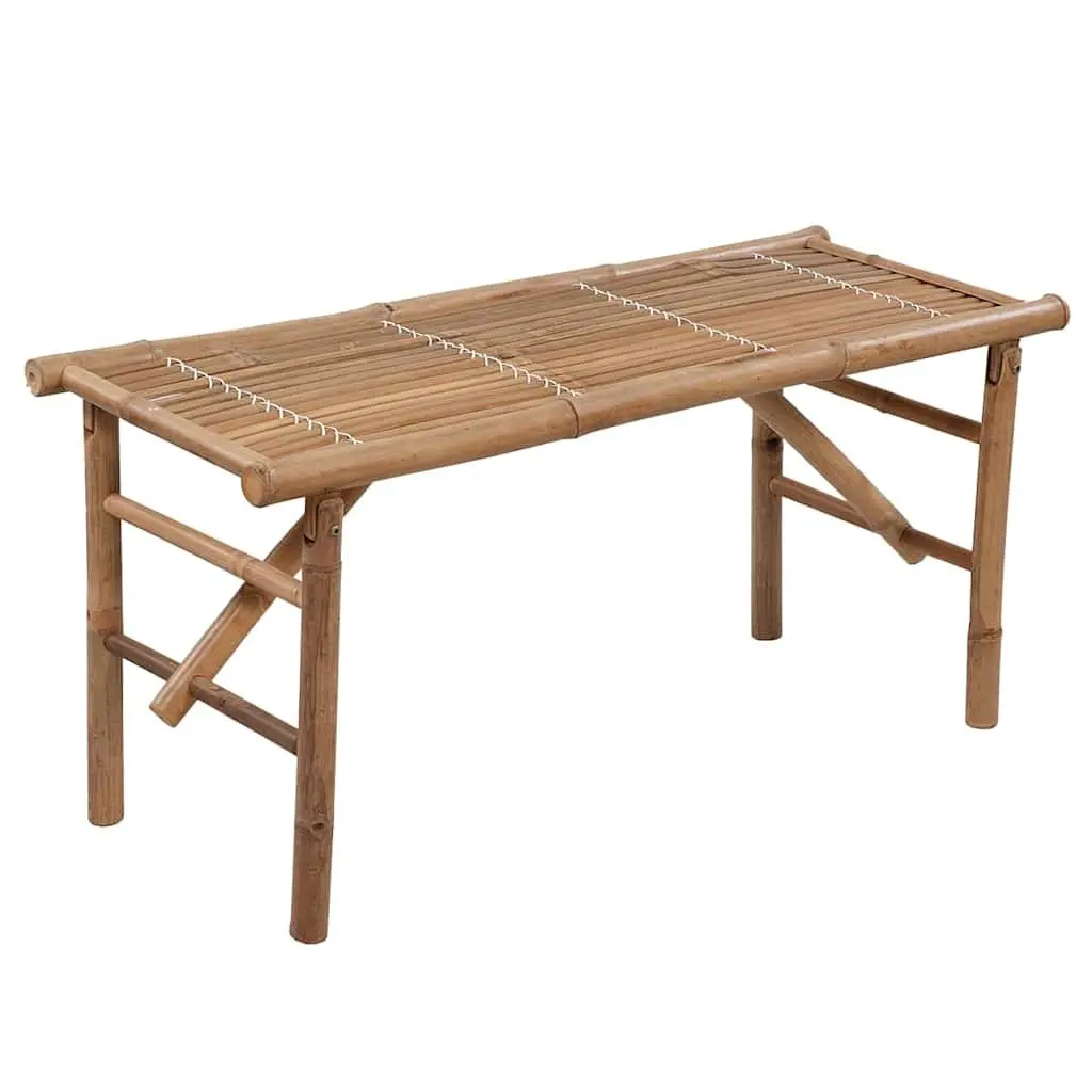 Folding Garden Bench 118cm Outdoor Seating with Cushion Portable Bamboo Patio