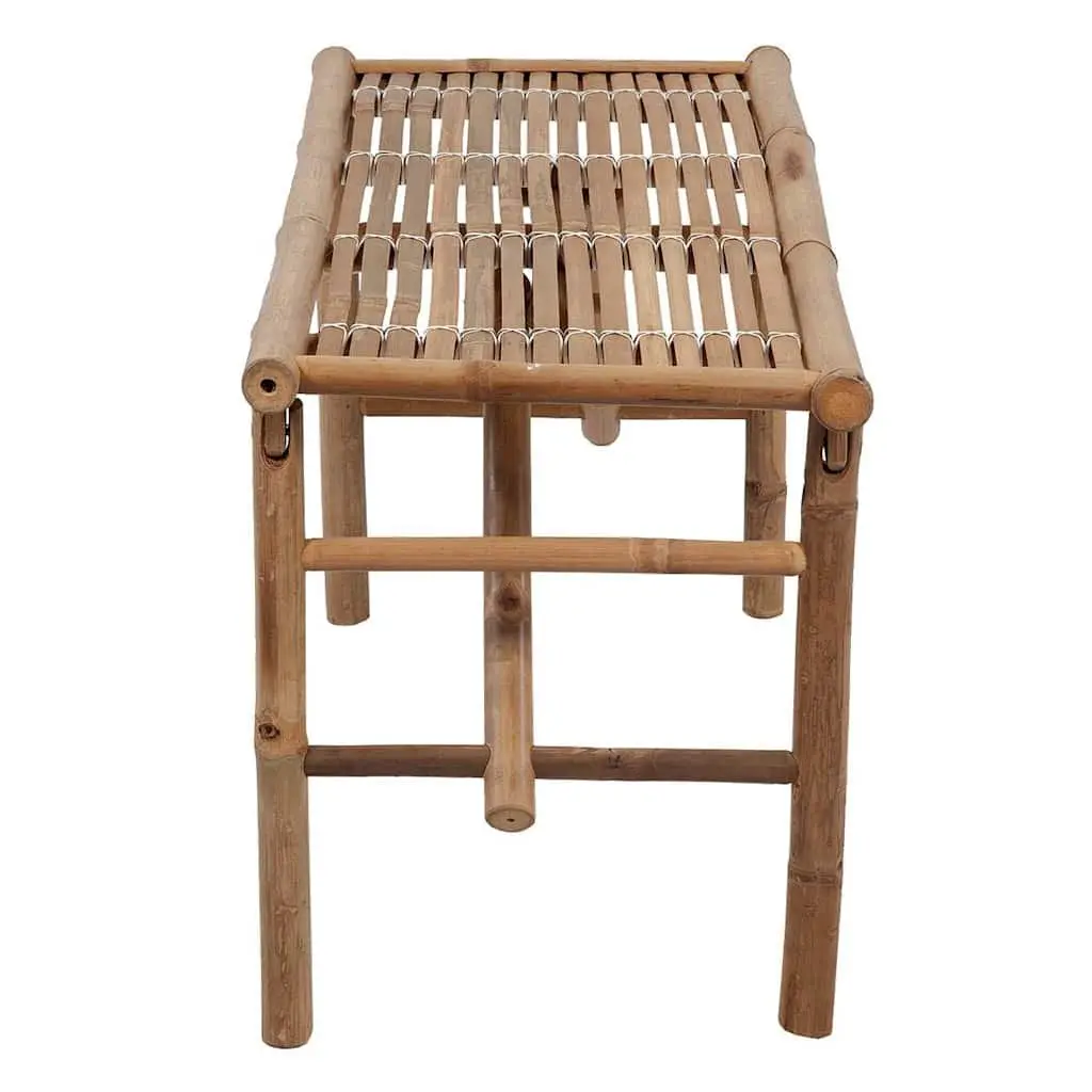 Folding Garden Bench 118cm Outdoor Seating with Cushion Portable Bamboo Patio
