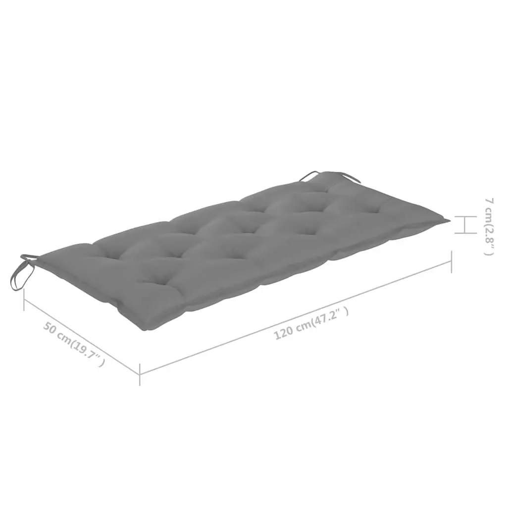 Folding Garden Bench Outdoor Seating 118cm with Grey Cushion