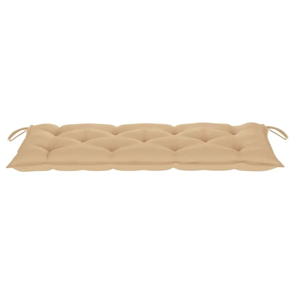 Folding Bamboo Garden Bench 118cm Outdoor Seating with Beige Cushion Portable