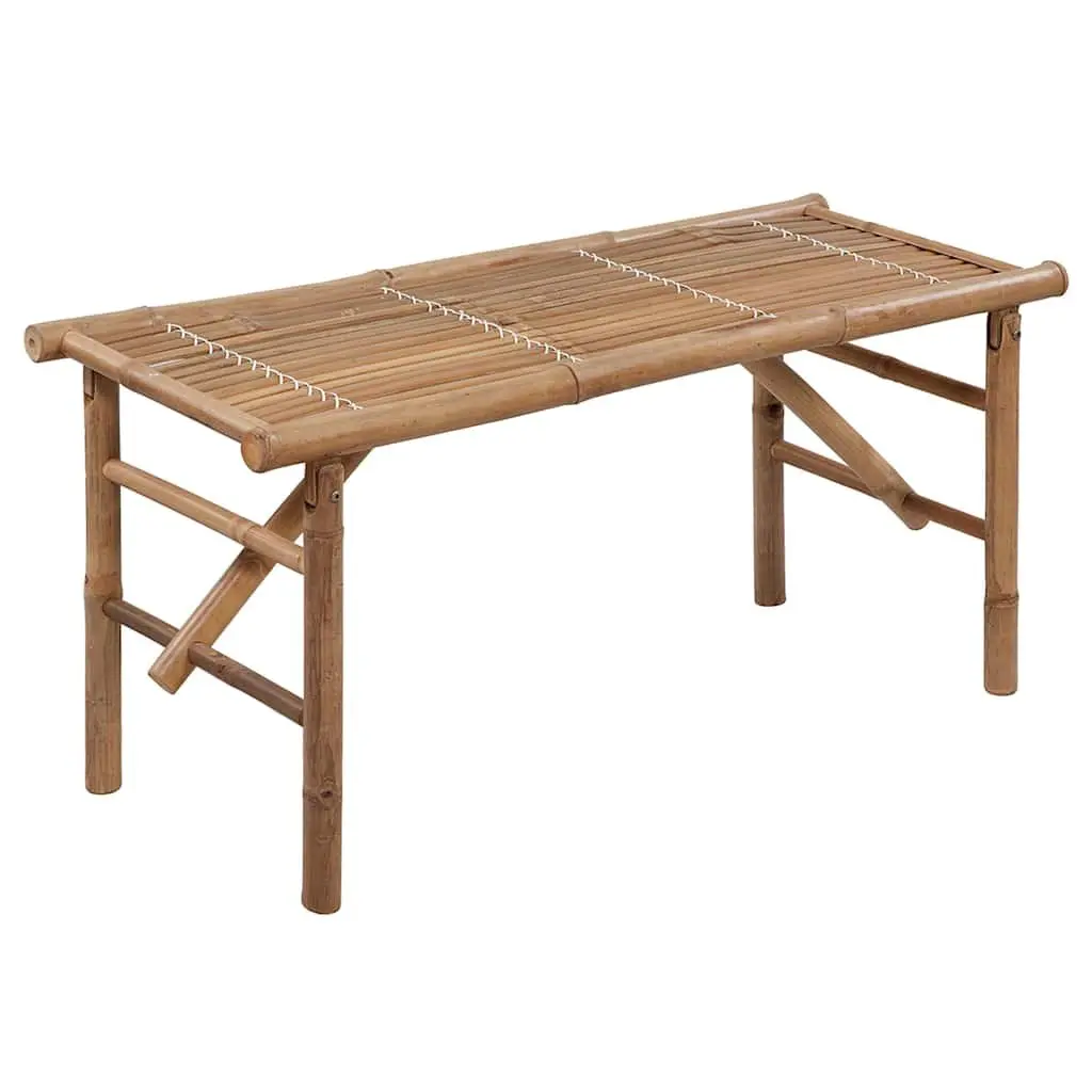 Folding Garden Bench Outdoor Seating 118 cm with Cushion Black Bamboo