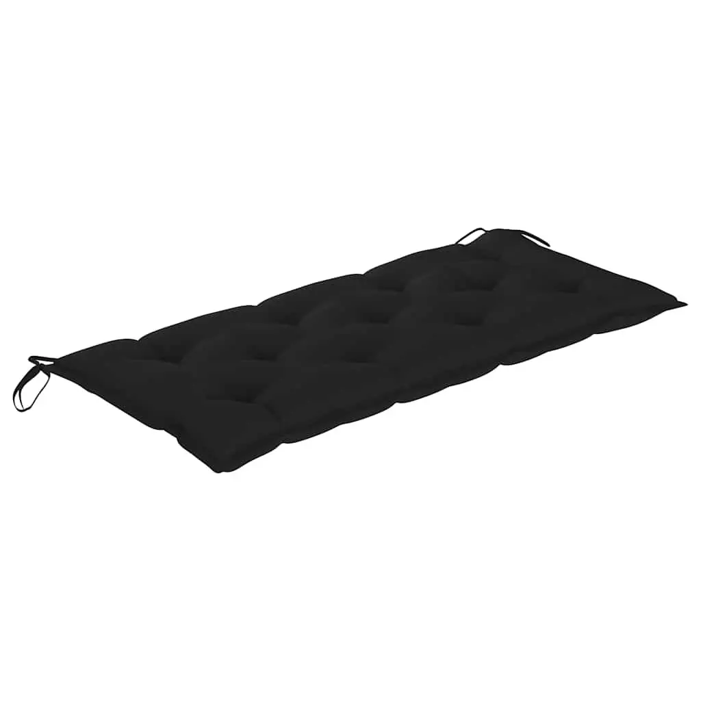 Folding Garden Bench Outdoor Seating 118 cm with Cushion Black Bamboo