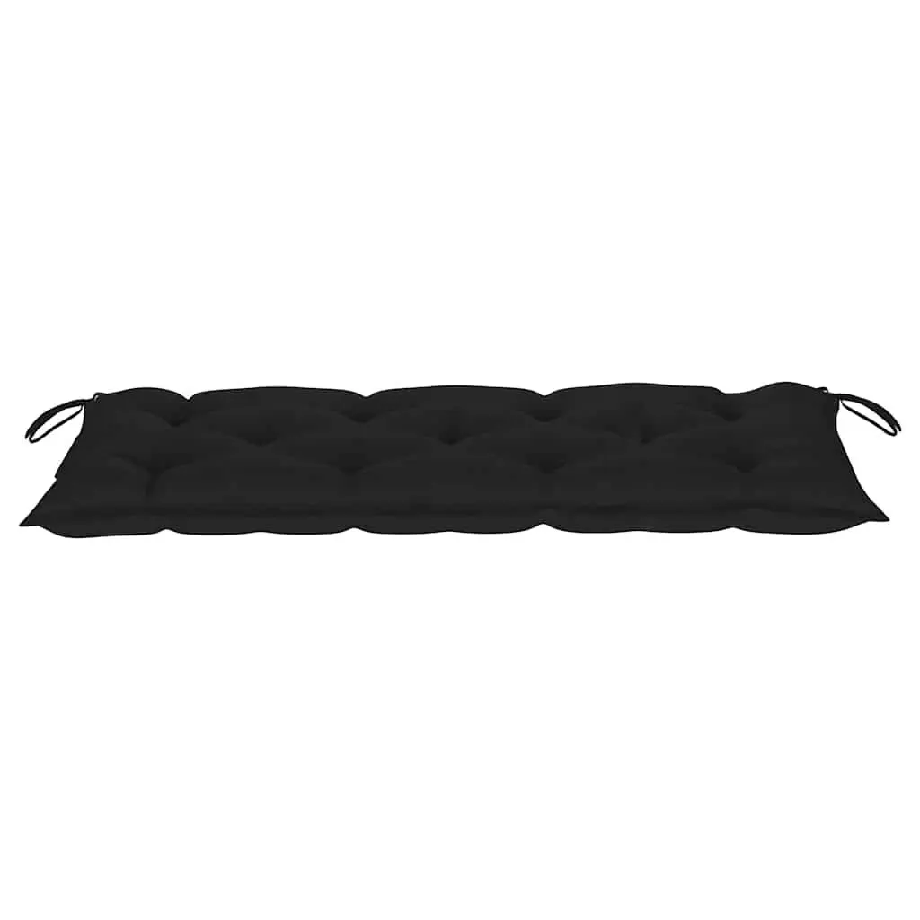 Folding Garden Bench Outdoor Seating 118 cm with Cushion Black Bamboo