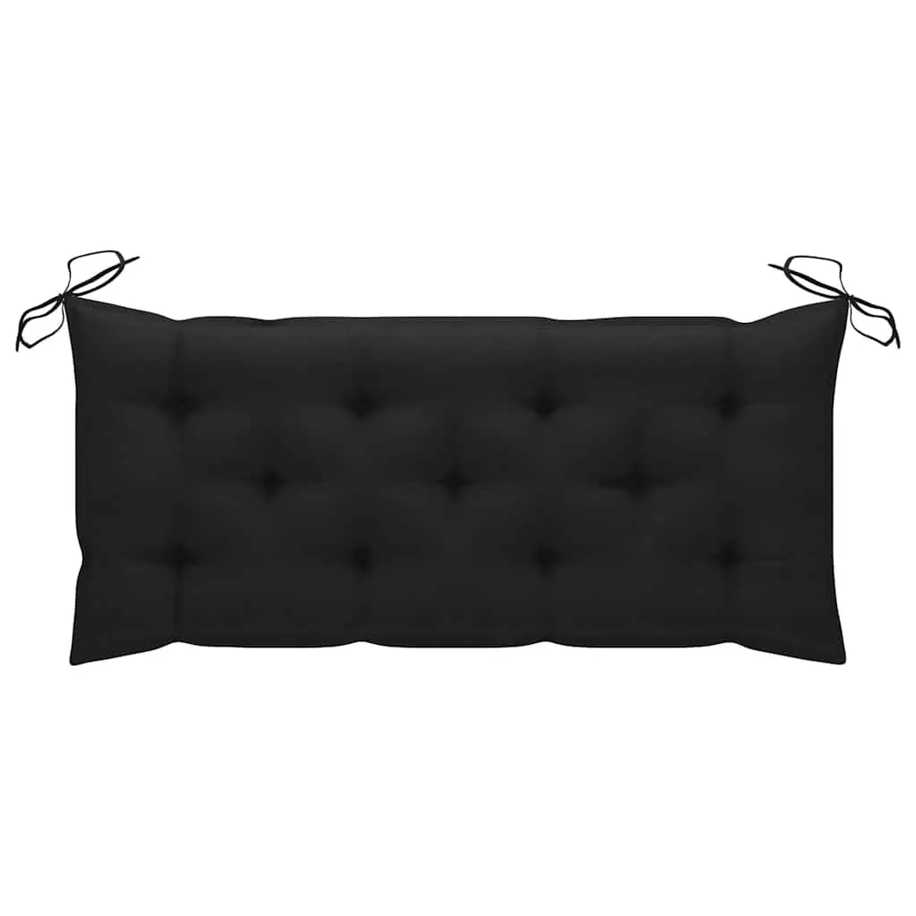 Folding Garden Bench Outdoor Seating 118 cm with Cushion Black Bamboo