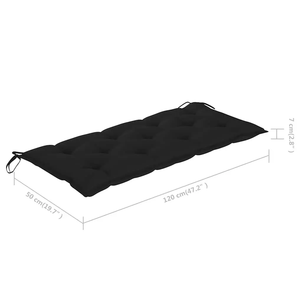 Folding Garden Bench Outdoor Seating 118 cm with Cushion Black Bamboo