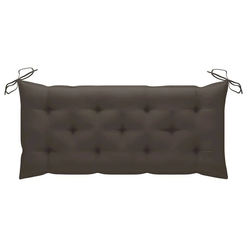 Folding Garden Bench 118cm Outdoor Seating with Cushion Taupe Bamboo