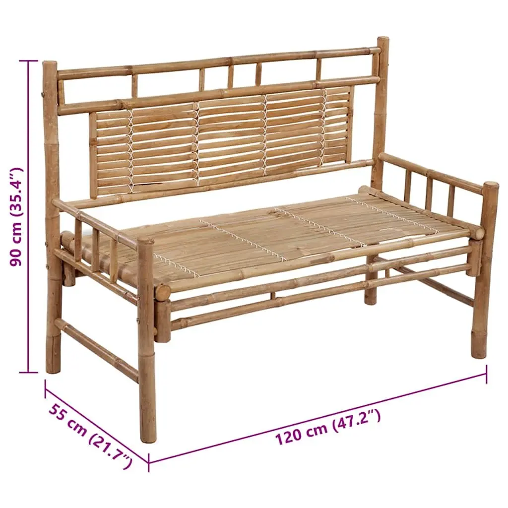 Garden Bench with Cushion 120cm Outdoor Seating Backrest Patio Furniture