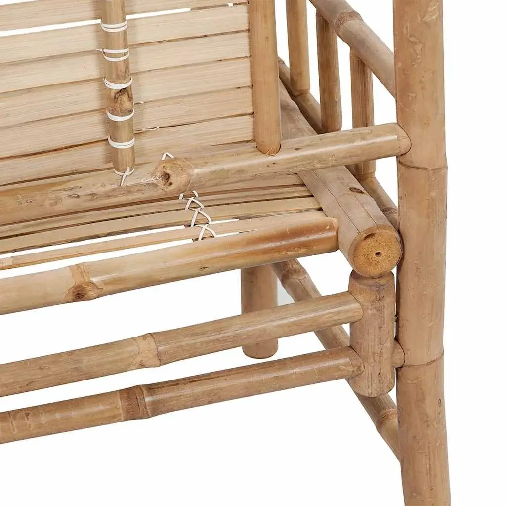 Garden Bench Outdoor 120cm with Backrest and Cushion Grey Bamboo