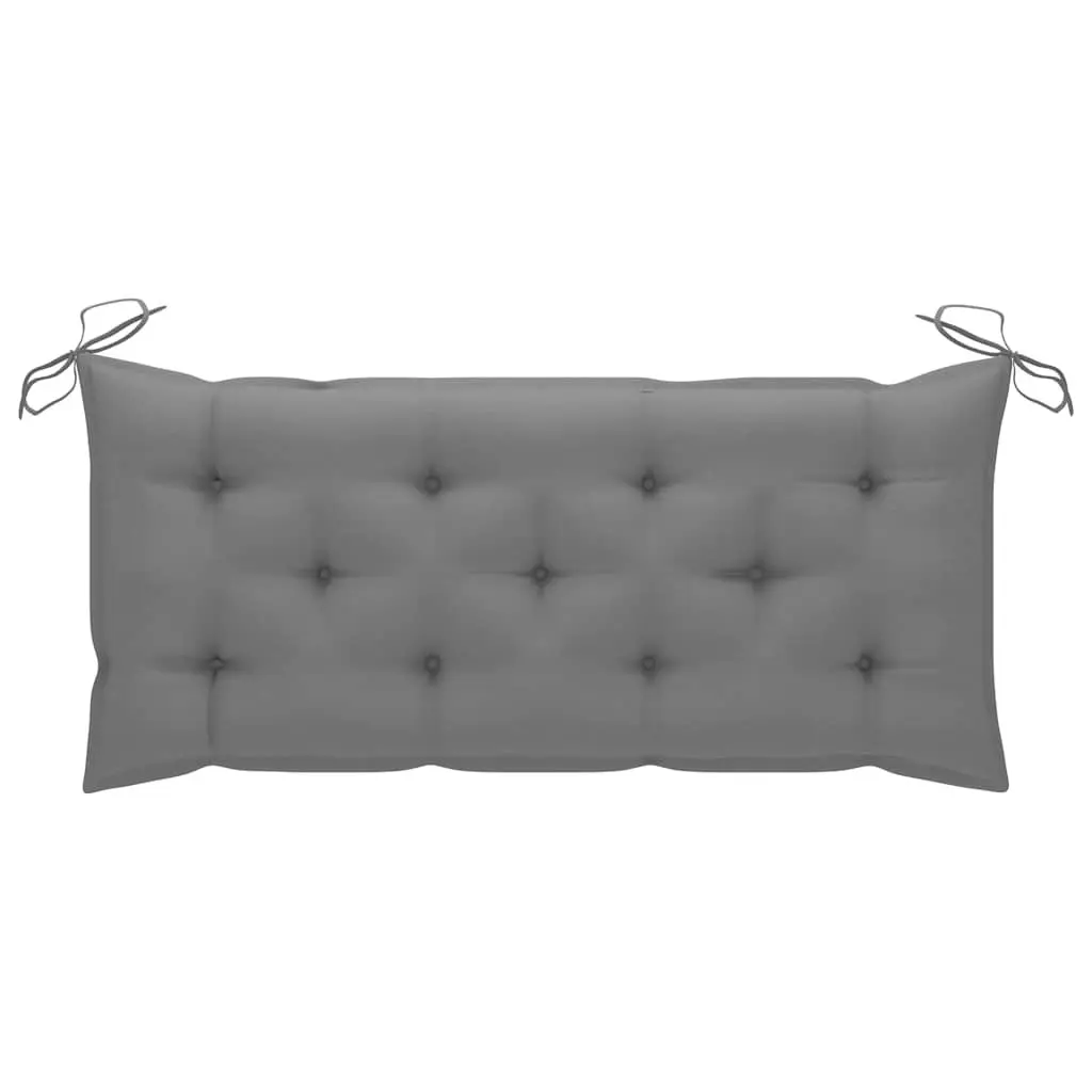 Bamboo Garden Bench with Backrest for Outdoor Use 120cm with Grey Cushion