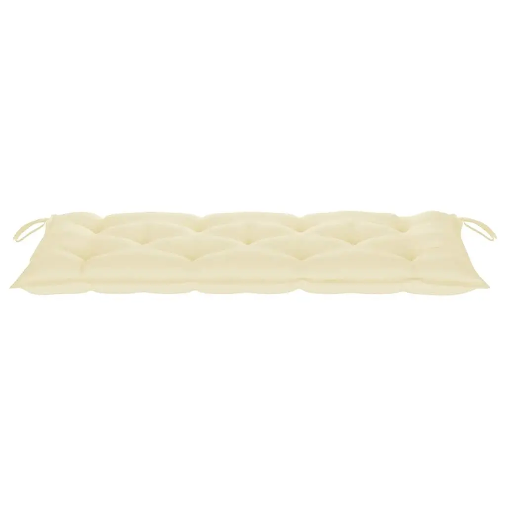 Bamboo Garden Bench Outdoor Seating with Backrest 120 cm Cream Cushion