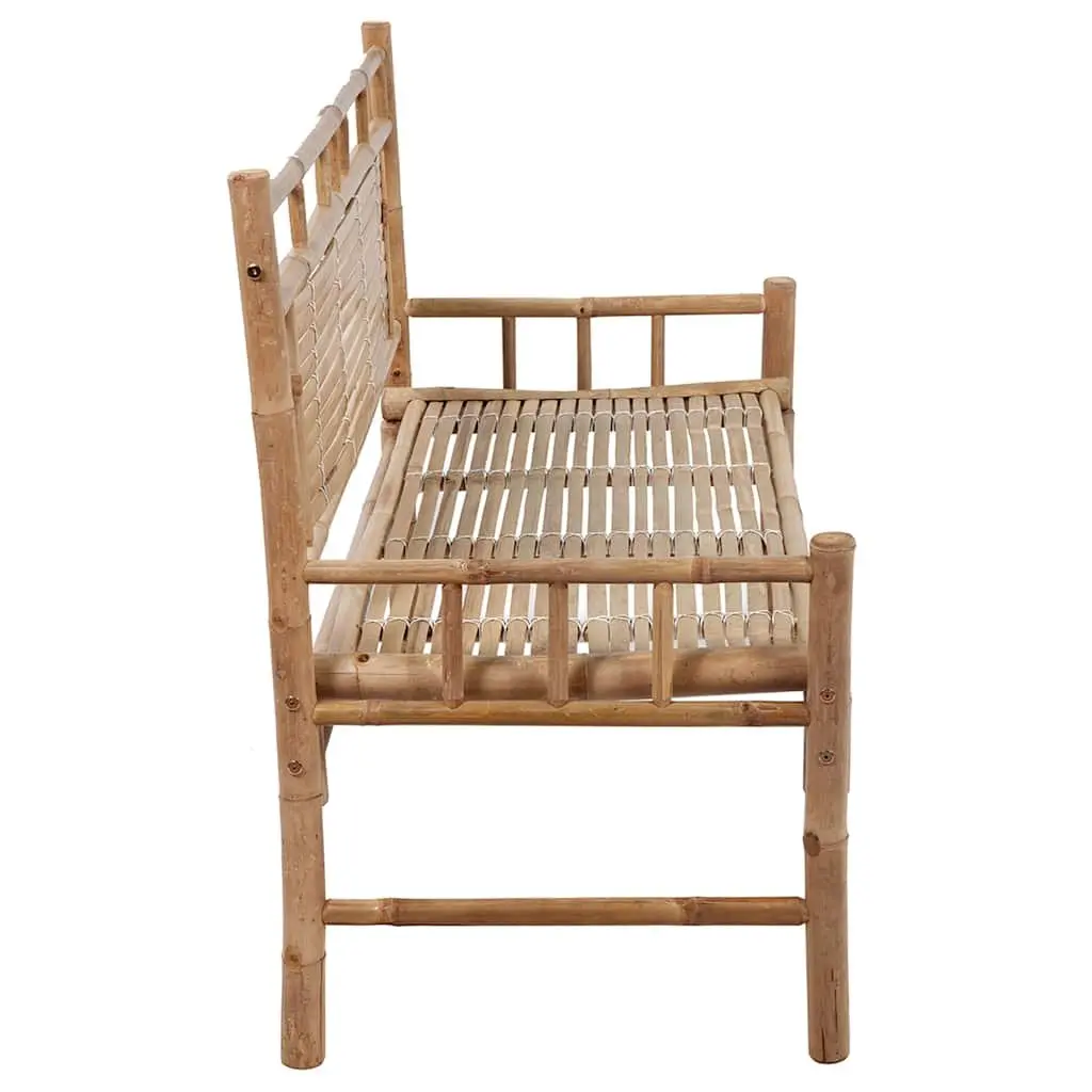 Bamboo Garden Bench Outdoor Seating with Backrest 120 cm Cream Cushion