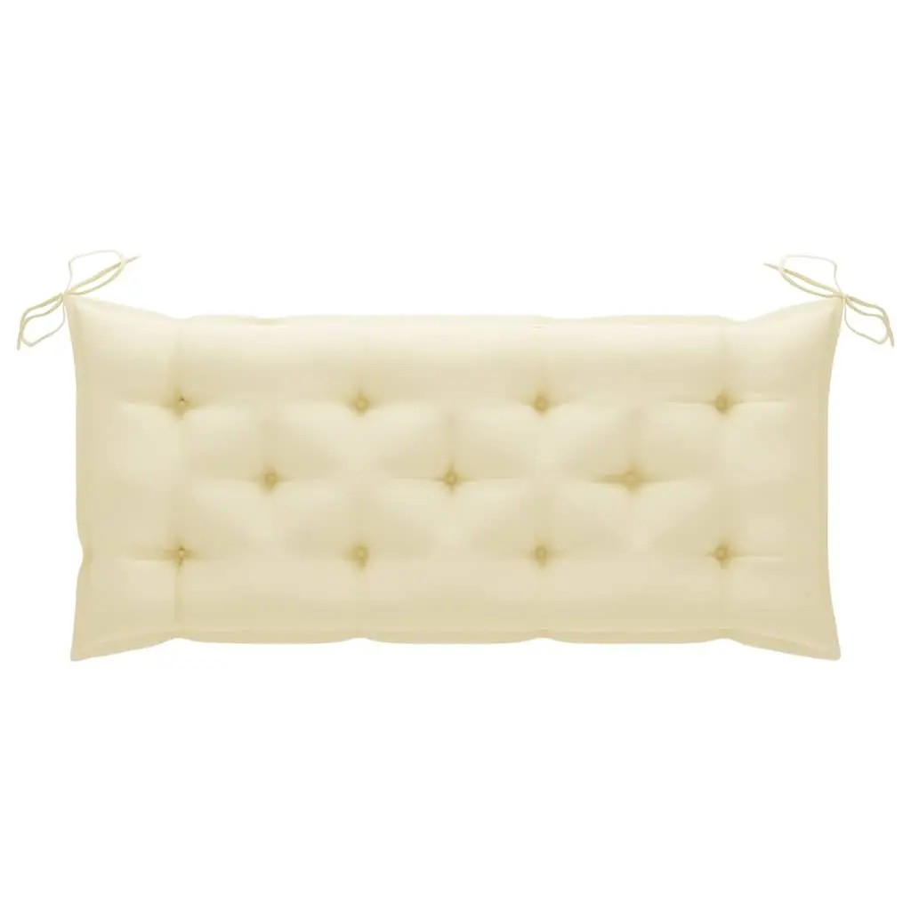 Bamboo Garden Bench Outdoor Seating with Backrest 120 cm Cream Cushion