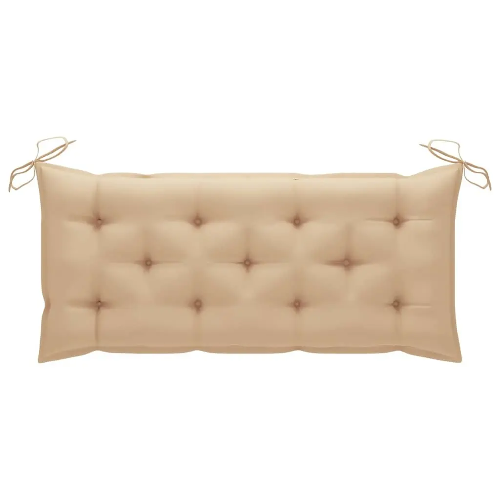Bamboo Garden Bench Outdoor Seating with Backrest 120cm Beige Cushion