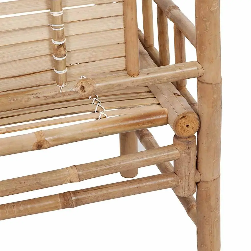 Outdoor Bamboo Bench 120cm with Black Cushion