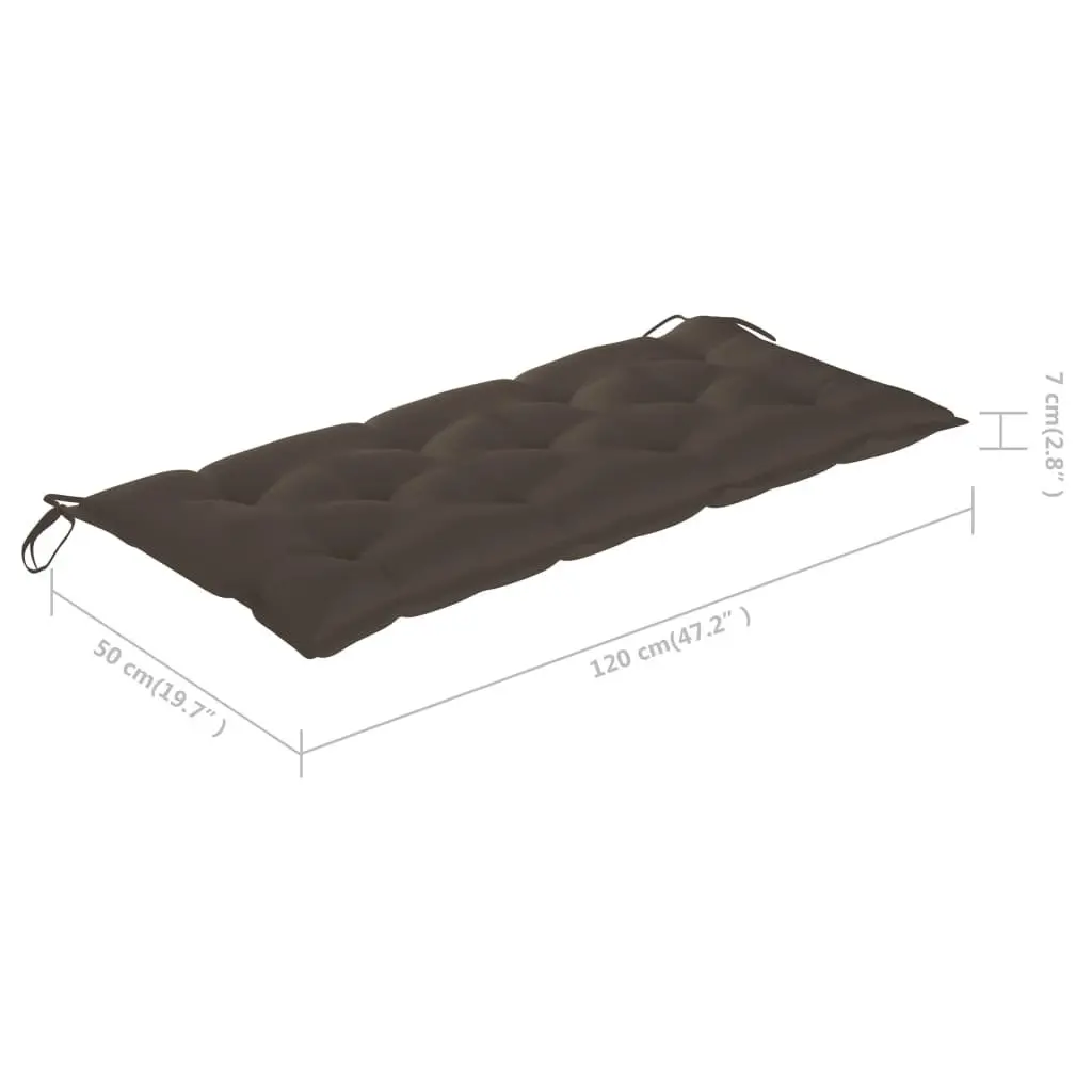 Garden Bench Outdoor Seating with Backrest 120cm Bamboo and Cushion Taupe