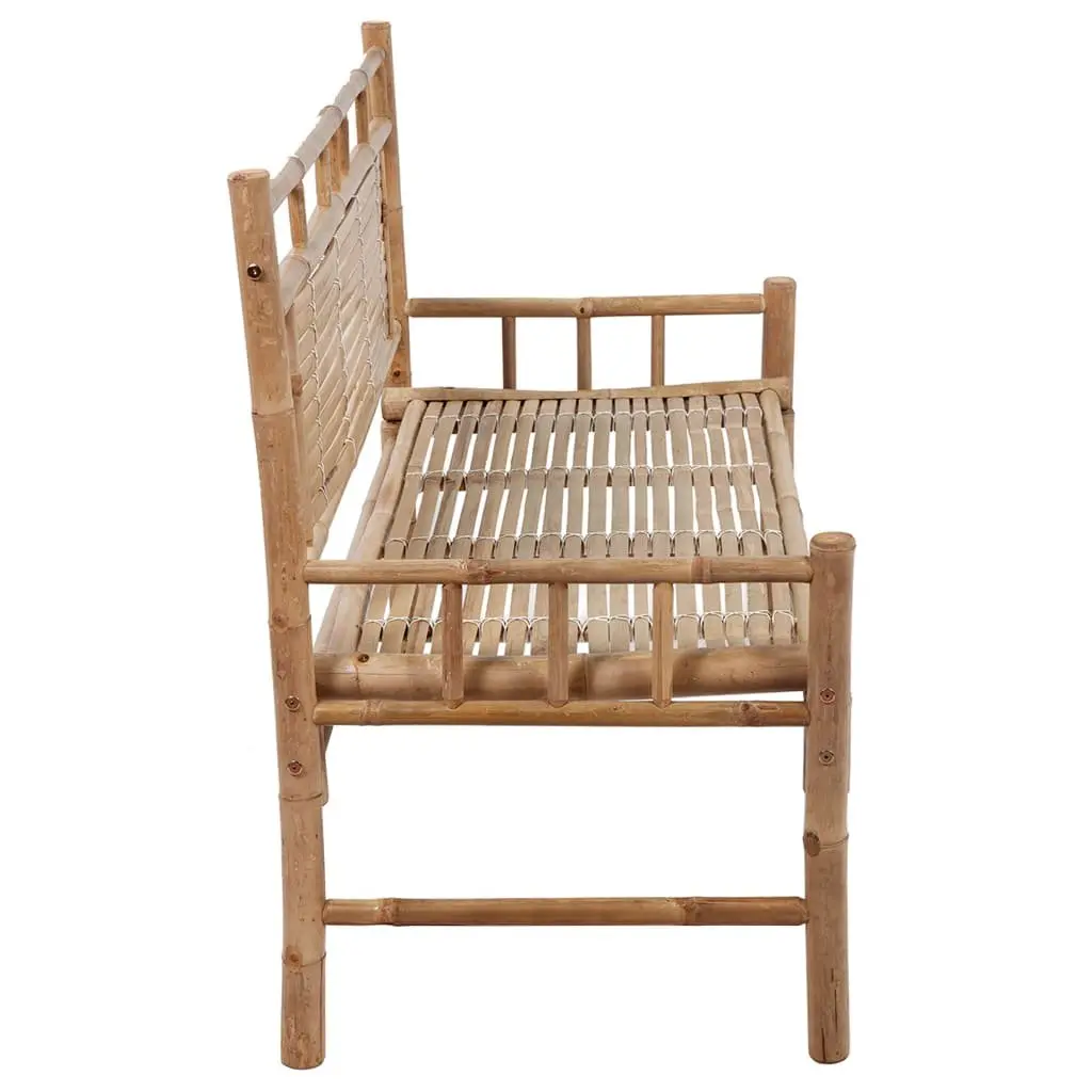 Garden Bench Outdoor Seating with Backrest 120cm Bamboo and Cushion Taupe