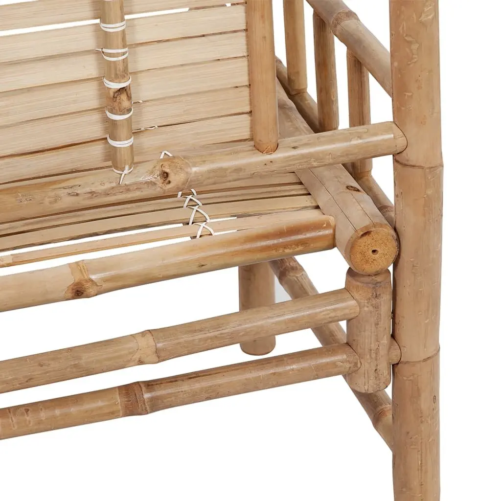 Garden Bench Outdoor Seating with Backrest 120cm Bamboo and Cushion Taupe