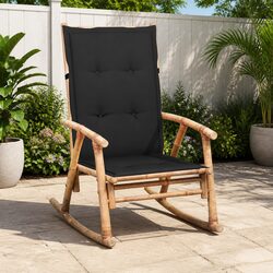 Outdoor Rocking Chair Bamboo Garden Patio Armchair with Cushion Brown