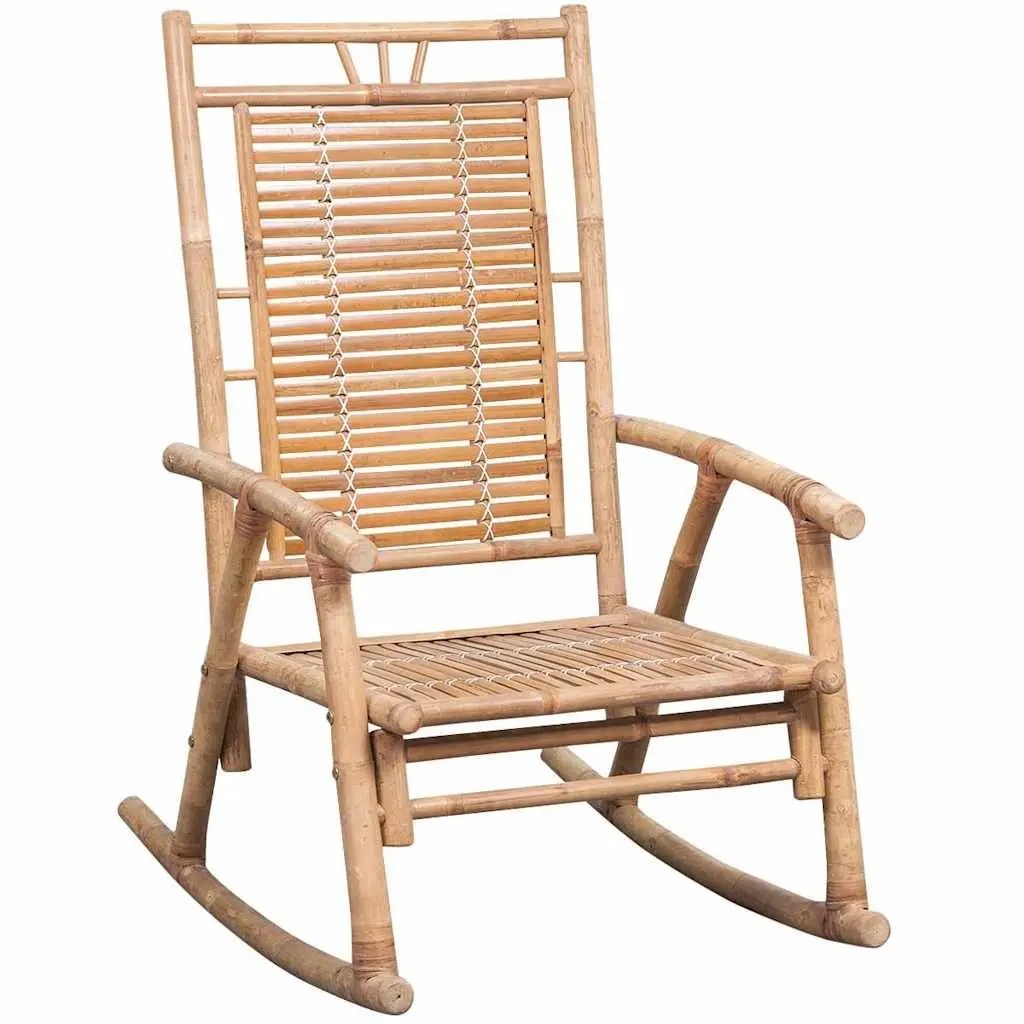 Bamboo Rocking Chair for Garden Patio Brown