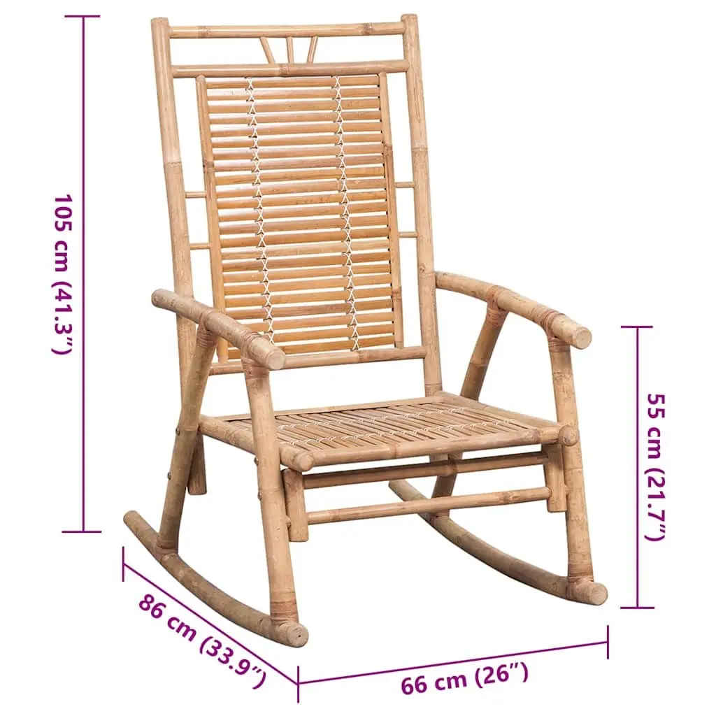 Bamboo Rocking Chair for Garden Patio Brown
