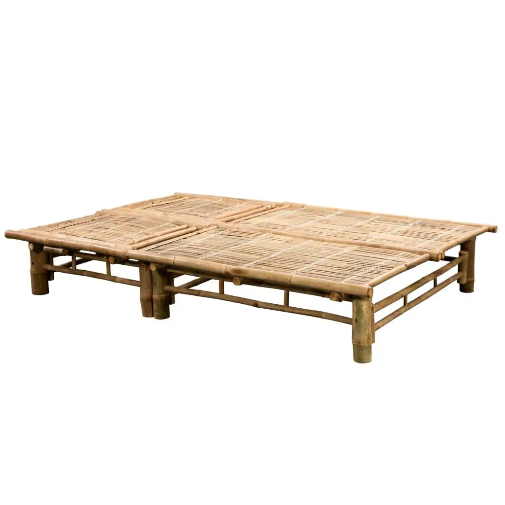 2-Person Sun Lounger Outdoor Garden Bamboo Reclining Lounger