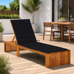 Wooden Sun Lounger with Cushion: Dimensions & Details