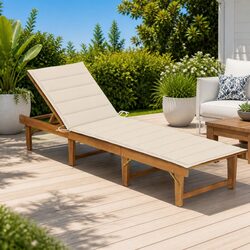 Folding Sun Lounger Specifications: Acacia Wood & Cushion