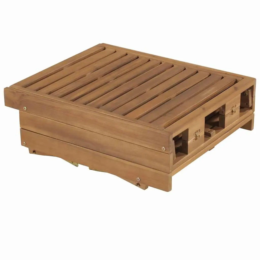 Sun Lounger Folding Wooden Outdoor Lounge Chair with Cushion Garden Patio