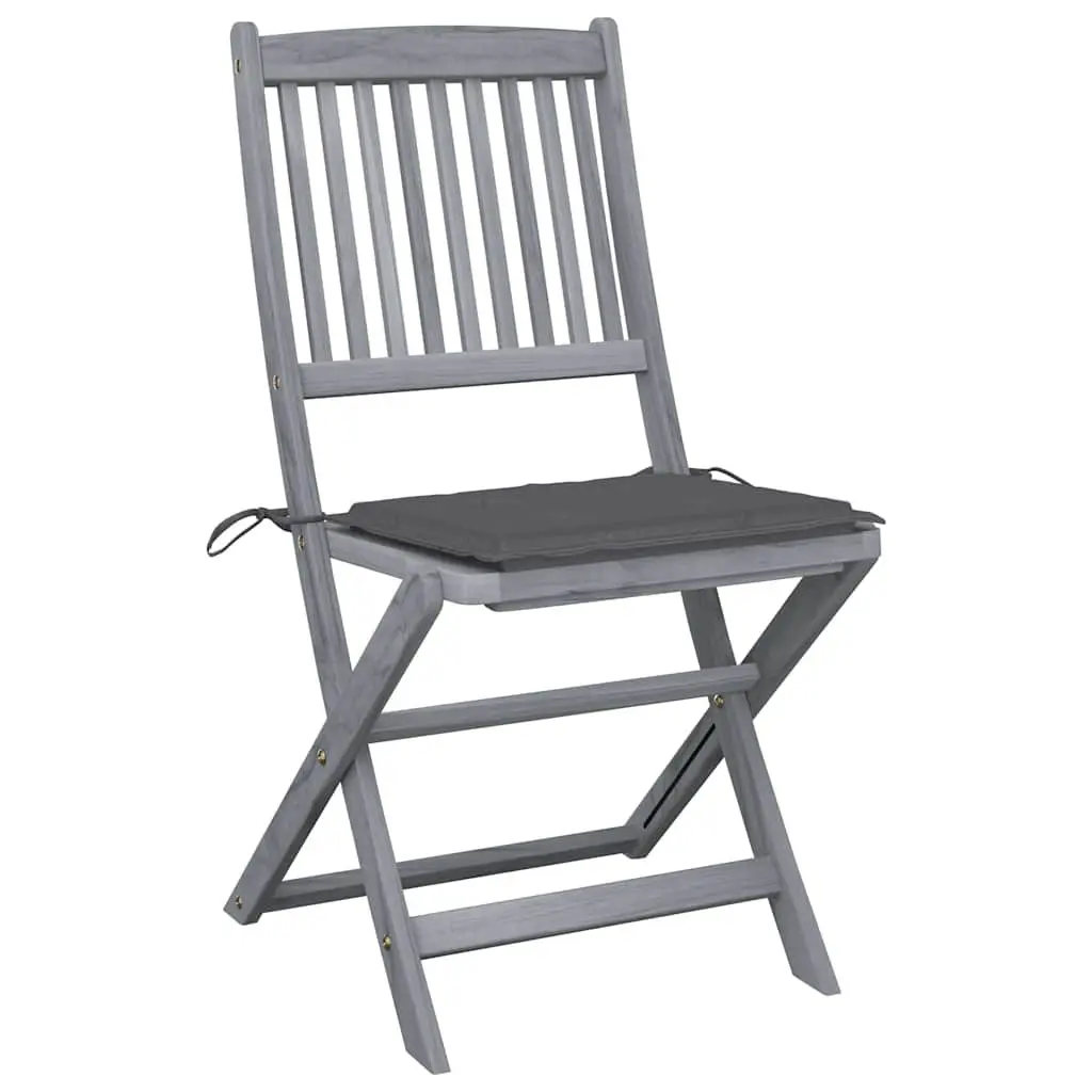 Folding Outdoor Chairs Set 4 Pieces for Garden Patio Size with Cushions Solid Wood