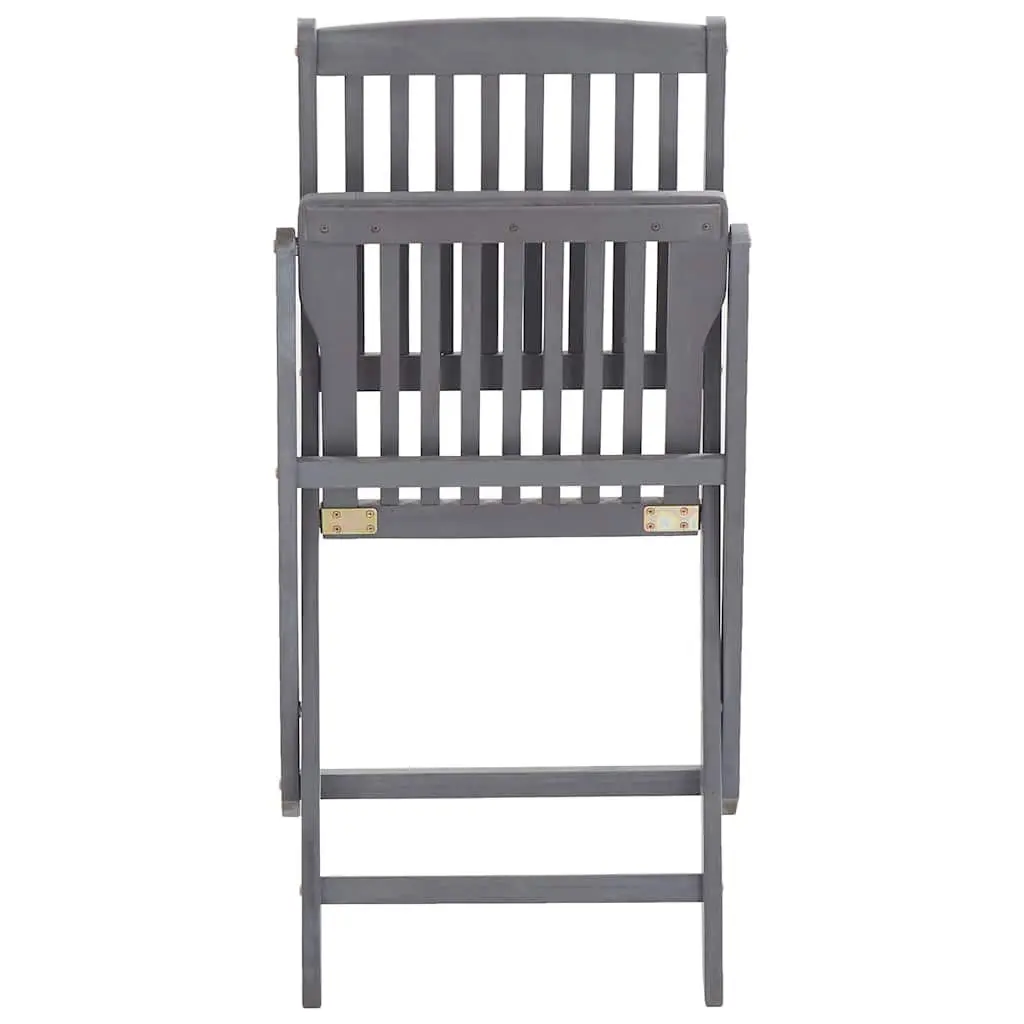 Folding Chairs Set 4 pcs Outdoor Garden Patio Grey with Cushions