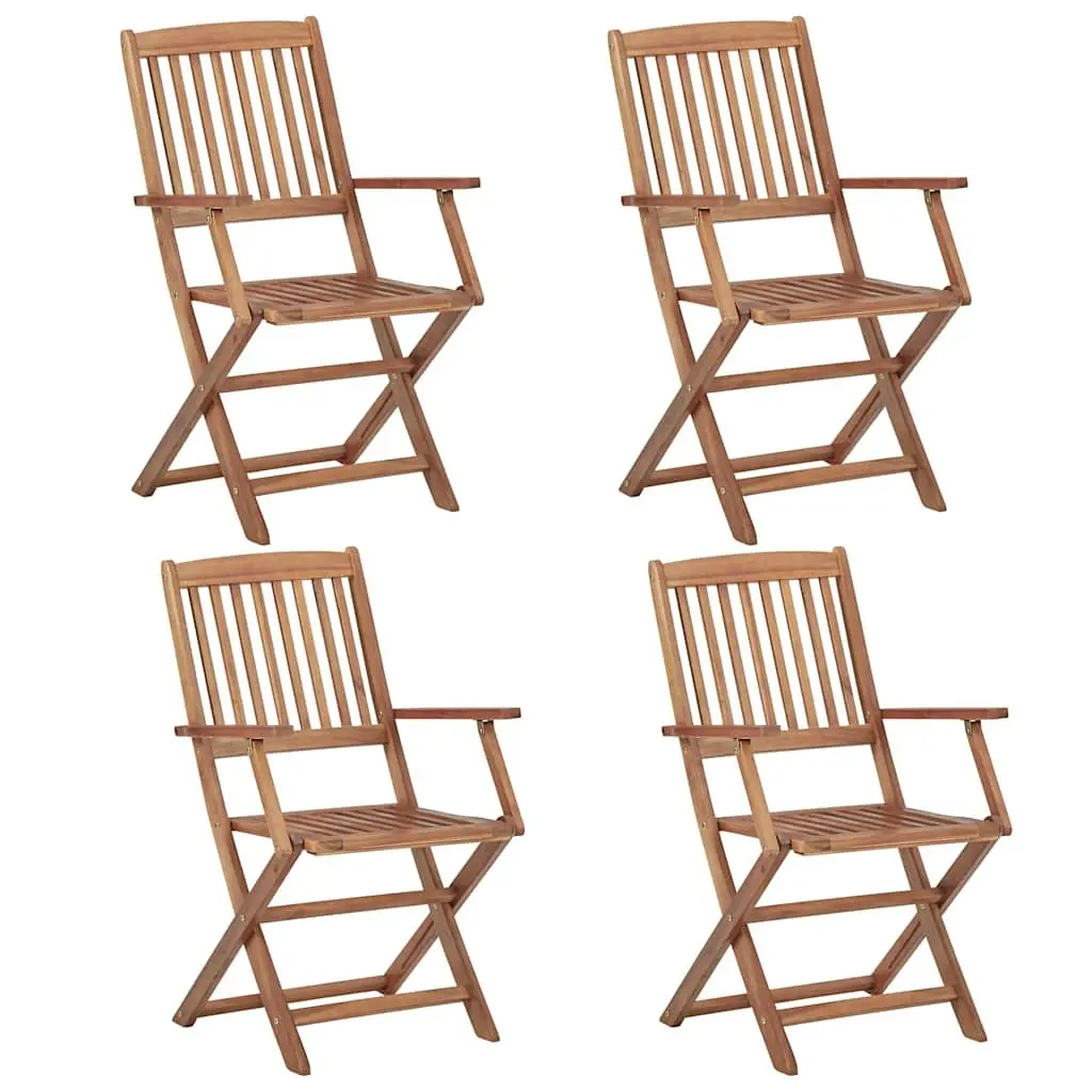 Folding Garden Chairs for Outdoor Use 4 Piece Solid Wood with Cushions