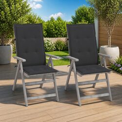 Outdoor Reclining Chairs Set 2 pcs Garden Seating with Cushions Solid Wood