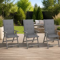 Outdoor Reclining Chairs Set 3pcs Garden Armchairs with Cushions Wood