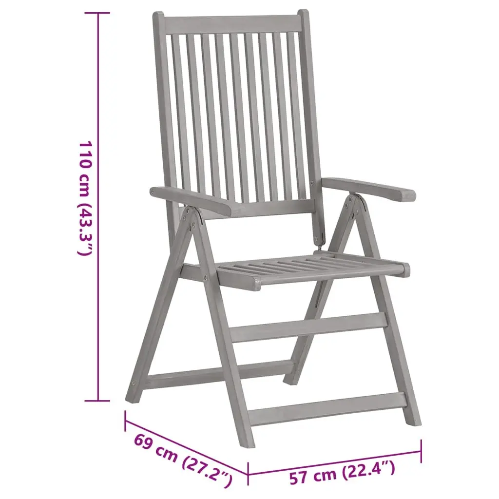 Outdoor Reclining Chairs Set 3 Piece Garden Patio Armchairs with Cushions