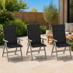 3 pcs Garden Reclining Chairs - Dimensions & Features