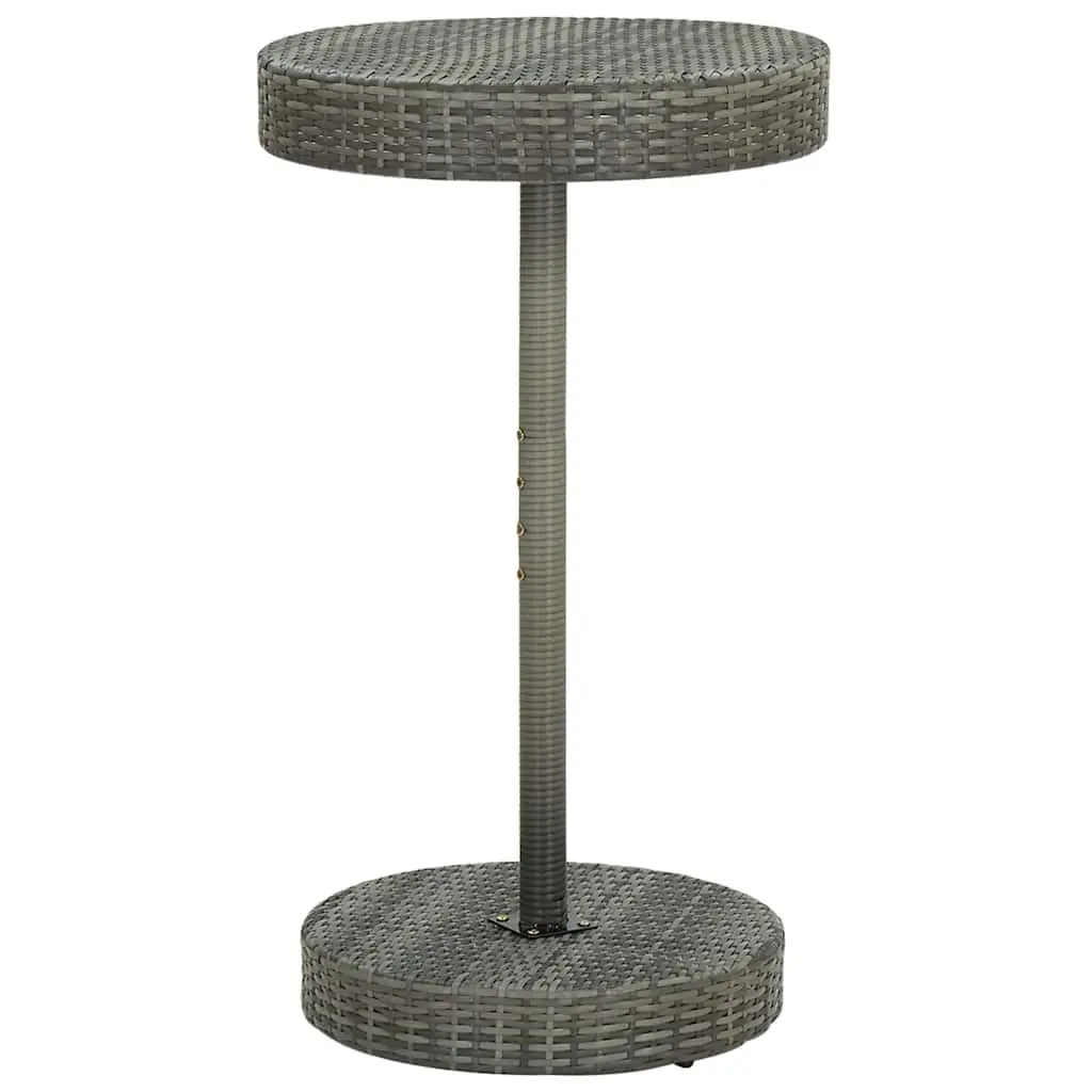3 Piece Garden Bar Set Outdoor Use Grey Poly Rattan Bar Table Stools