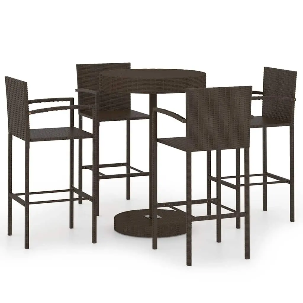 5-Piece Brown Garden Bar Set