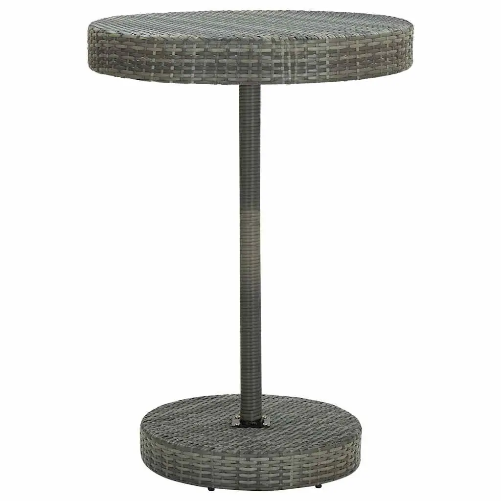 Garden Bar Set Grey Outdoor Poly Rattan Table and Stools for Patio and Backyard