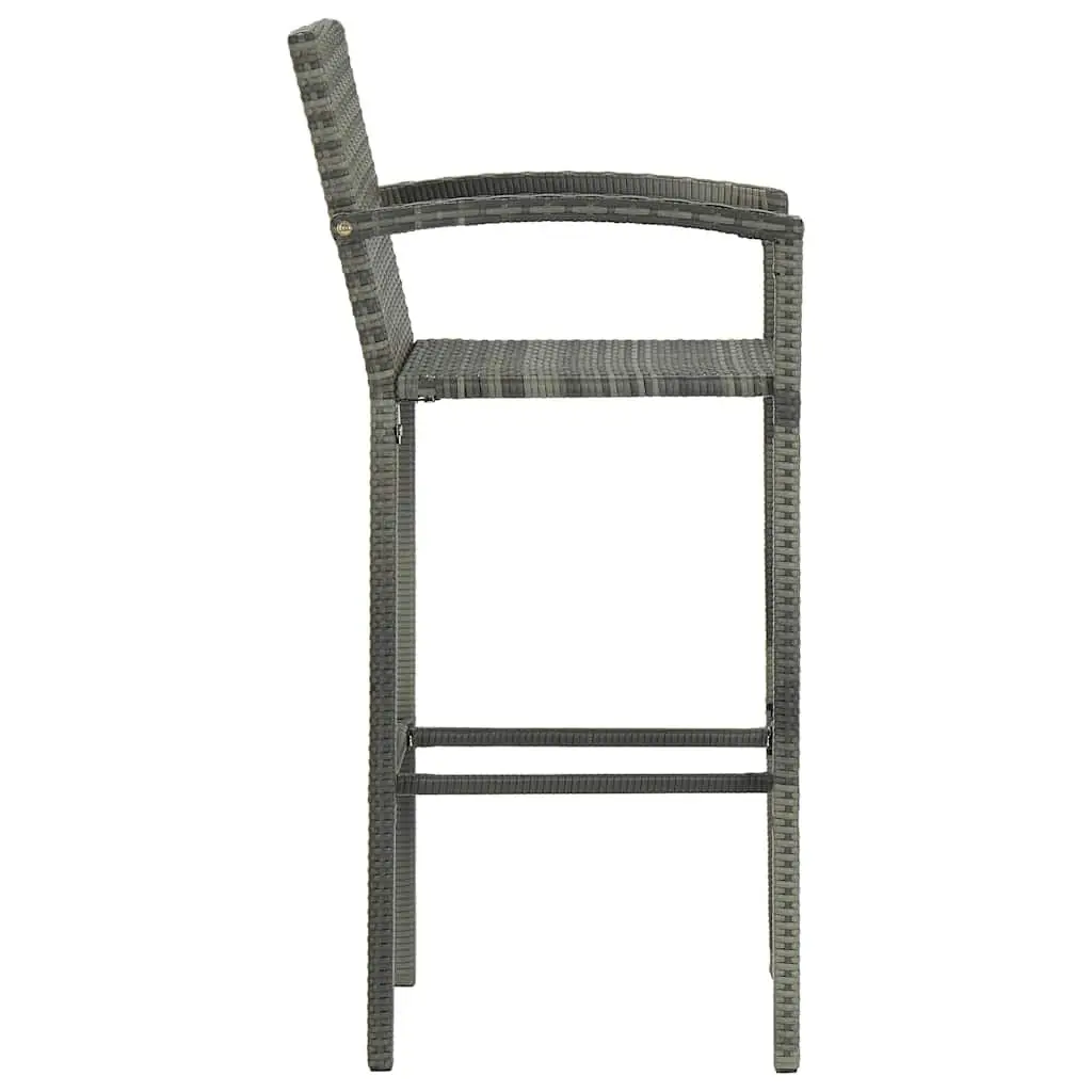 Garden Bar Set Grey Outdoor Poly Rattan Table and Stools for Patio and Backyard