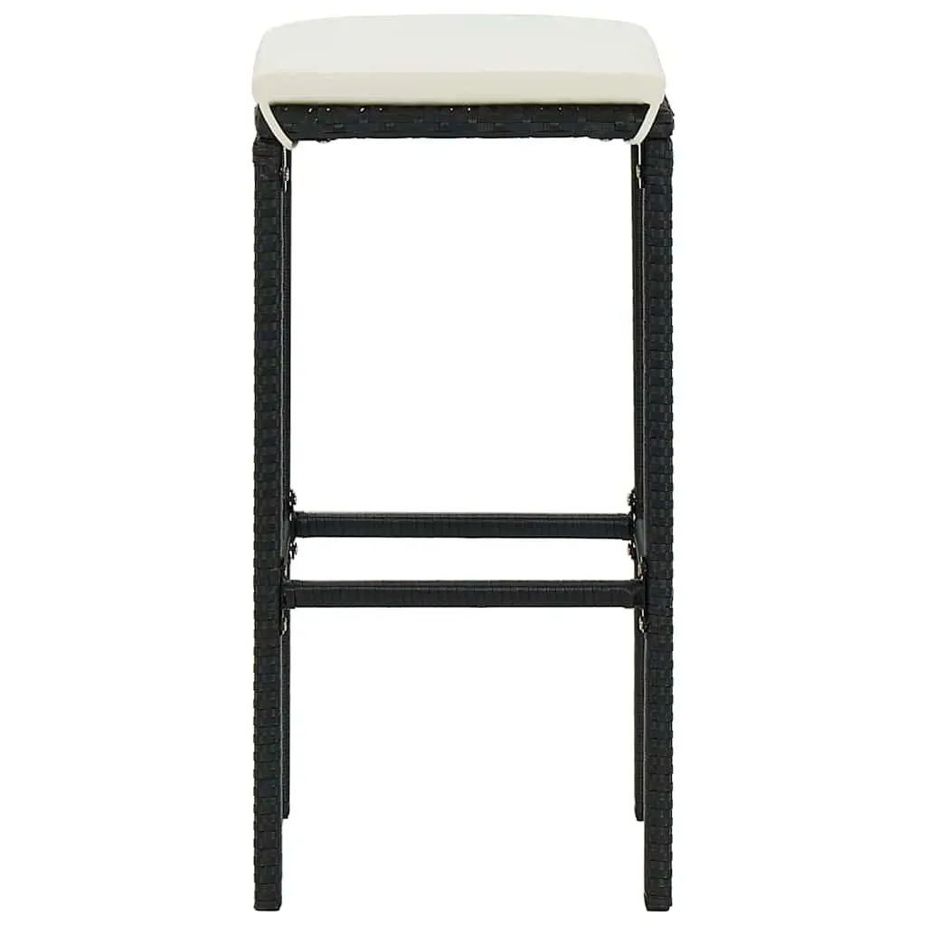 7 Piece Garden Bar Set with Cushions Poly Rattan Outdoor Bar Table Stools Black