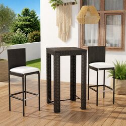 Black 3 Piece Outdoor Bar Set: Table and Stools Included
