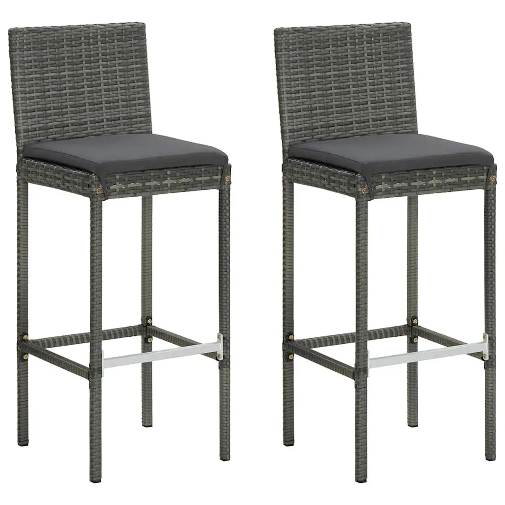 3 Piece Grey Poly Rattan Bar Set with Cushions Included