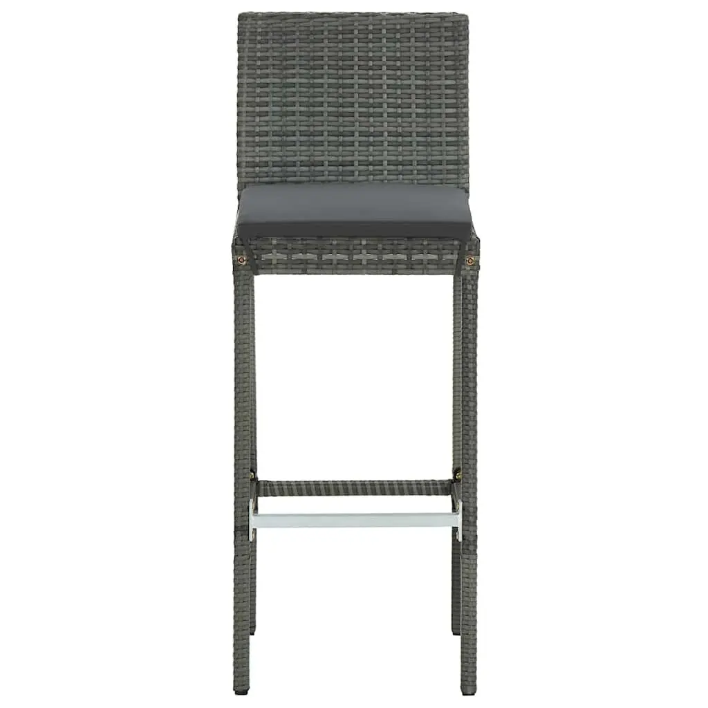 3 Piece Grey Poly Rattan Bar Set with Cushions Included