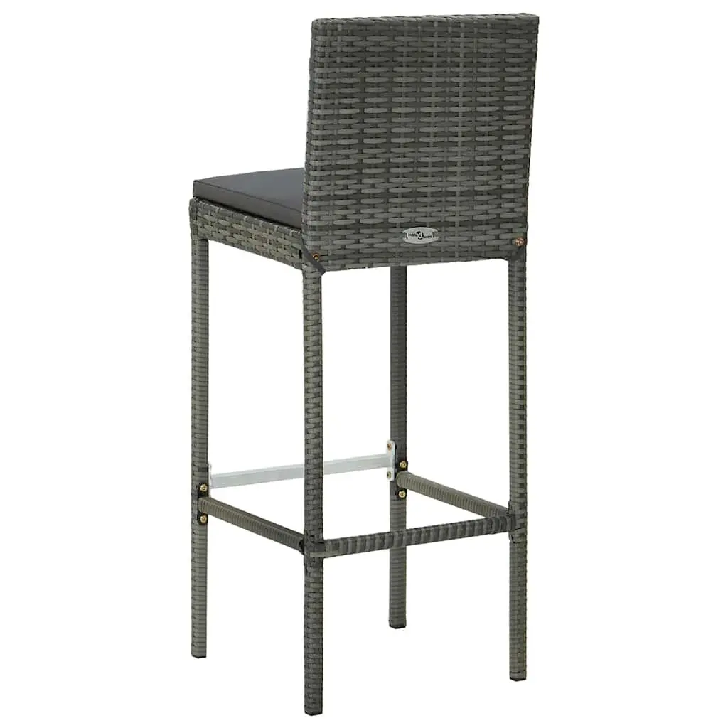 3 Piece Grey Poly Rattan Bar Set with Cushions Included
