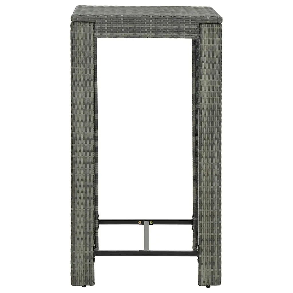 3 Piece Grey Poly Rattan Bar Set with Cushions Included