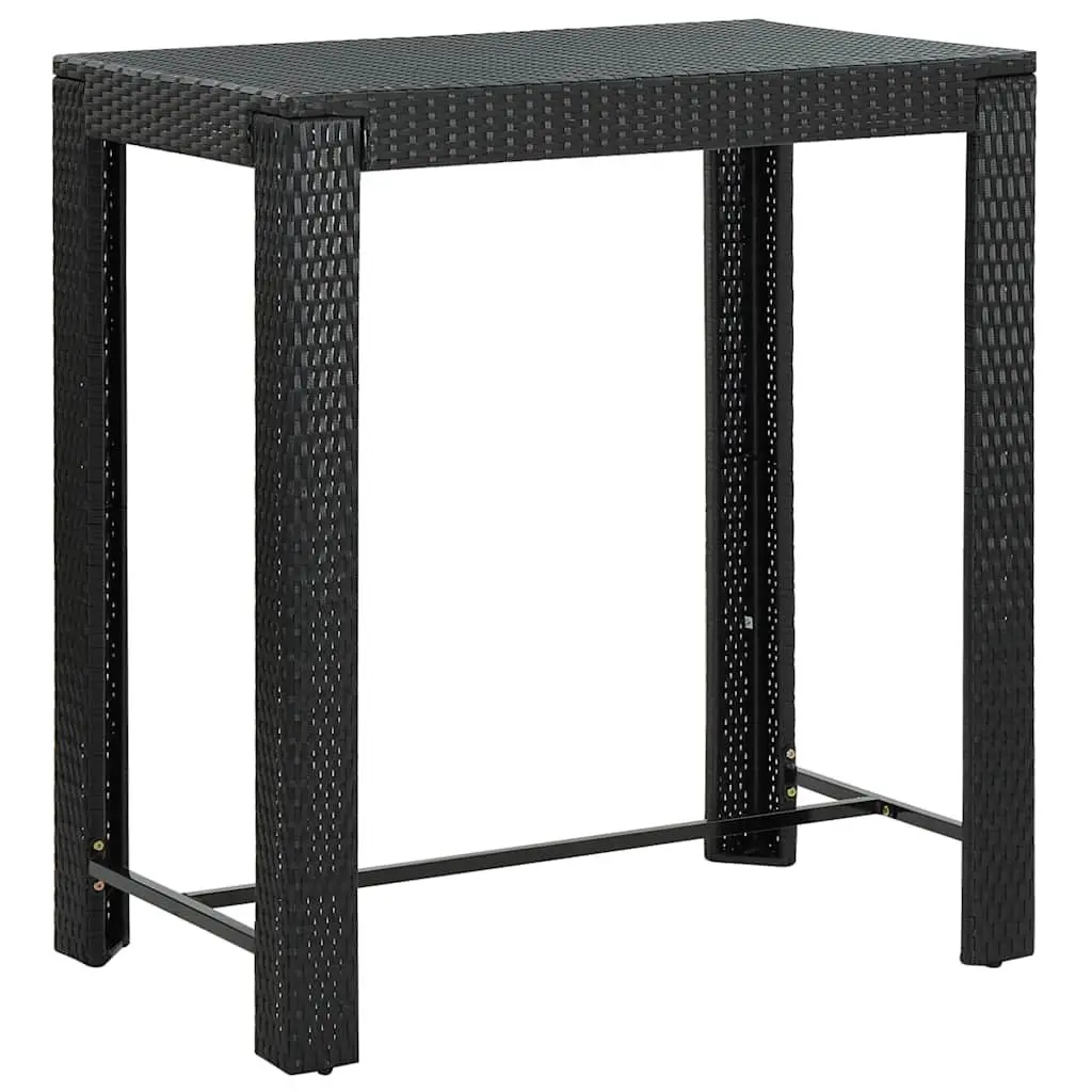 Outdoor Bar Set 5 Piece Garden Patio Black Poly Rattan Table Stools with Cushions