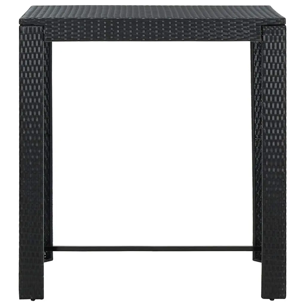 Outdoor Bar Set 5 Piece Garden Patio Black Poly Rattan Table Stools with Cushions