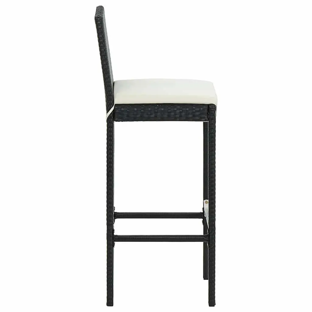 Outdoor Bar Set 5 Piece Garden Patio Black Poly Rattan Table Stools with Cushions