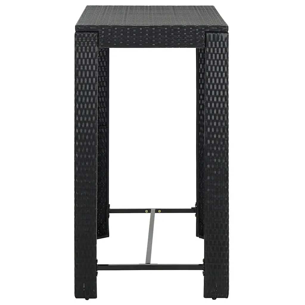 Outdoor Bar Set 5 Piece Garden Patio Black Poly Rattan Table Stools with Cushions
